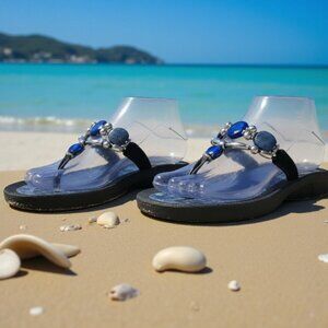 Grandco Sandals Women’s Size 8 Thick Molded Soles W/Denim Pocket Design